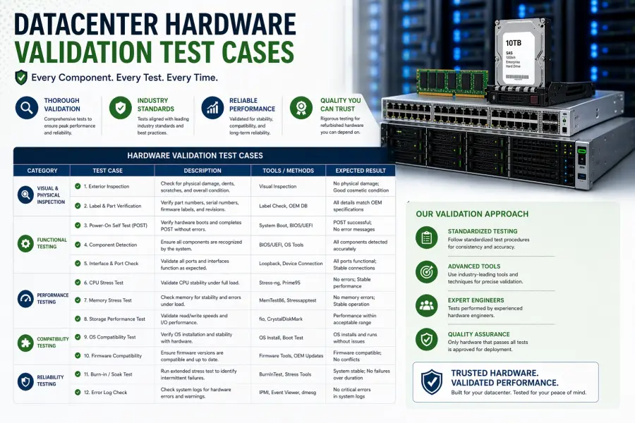 Test Case Strategies for Datacenter Hardware Validation